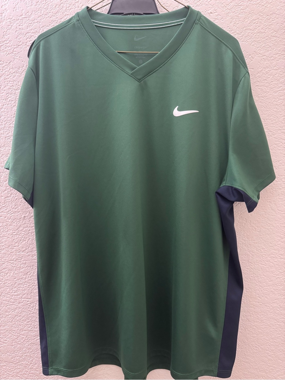 Nike Men's Forest Green & Navy Performance V-Neck Polo